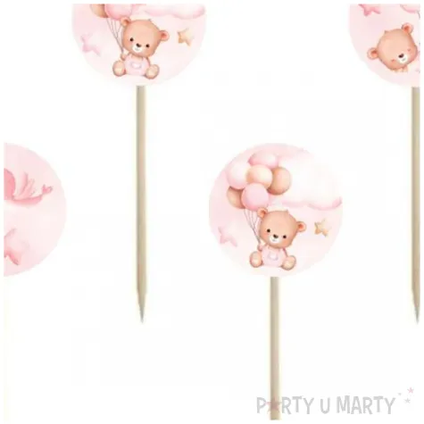 pikery misie z balonikami rozowy jasny congee 6 szt