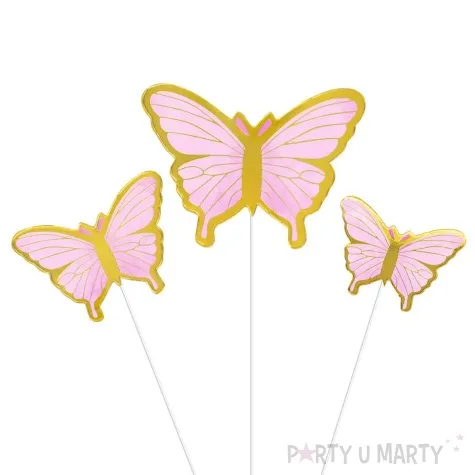 pikery motyle rozowo zloty partypal 3 6 4 5 cm 10 szt
