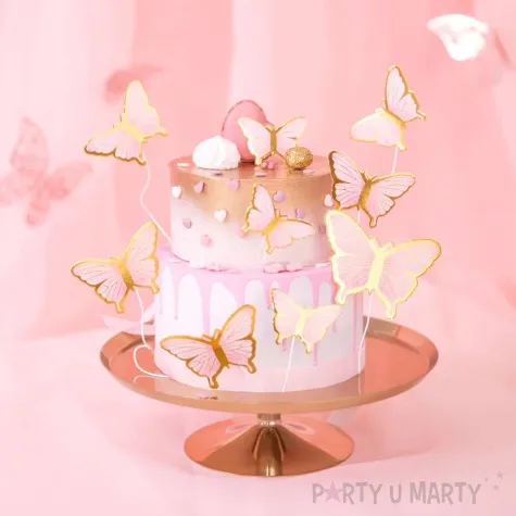 pikery motyle rozowo zloty partypal 3 6 4 5 cm 10 szt