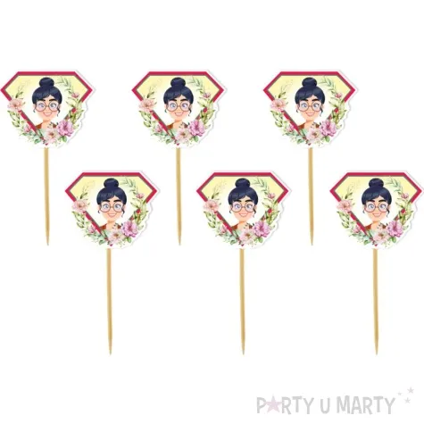 pikery nauczycielka w kwiatach 6 szt