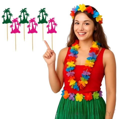 pikery palmy fuksja zielony ciemny 6 szt