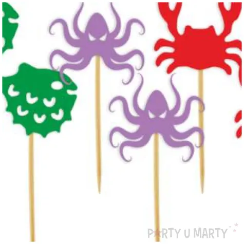 pikery pirackie z krabem i osmiornica mix 8 cm 6 szt