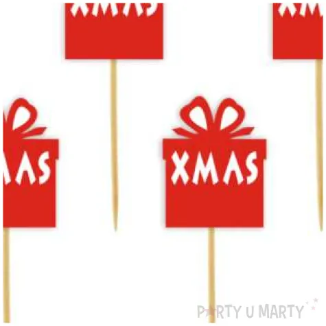 pikery prezenciki z kokardka czerwone 6 szt