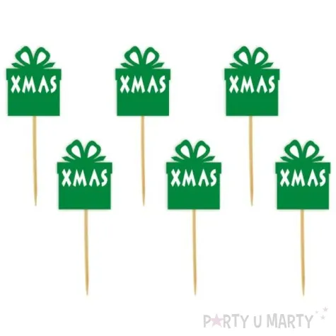 pikery prezenciki z kokardka zielone 6 szt