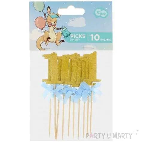 pikery roczek 1 urodziny niebieskie godan 13 cm 10 szt
