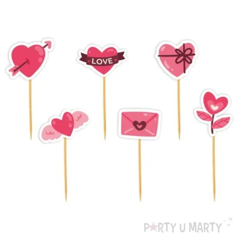 pikery serca dla zakochanych mix rozowy 6 szt