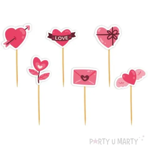 pikery serca dla zakochanych mix rozowy 6 szt