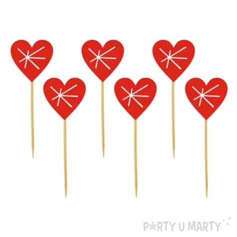 pikery serca geometryczne czerwone 6 szt