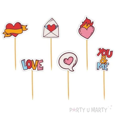 pikery serca z love mix wielokolorowy 6 szt