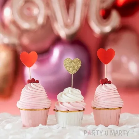 pikery serduszka czerwone partypal 6 szt