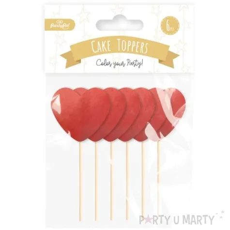 pikery serduszka czerwone partypal 6 szt