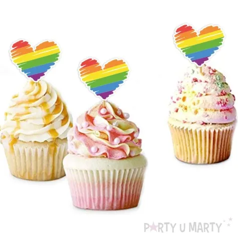 pikery teczowe serca 6 szt