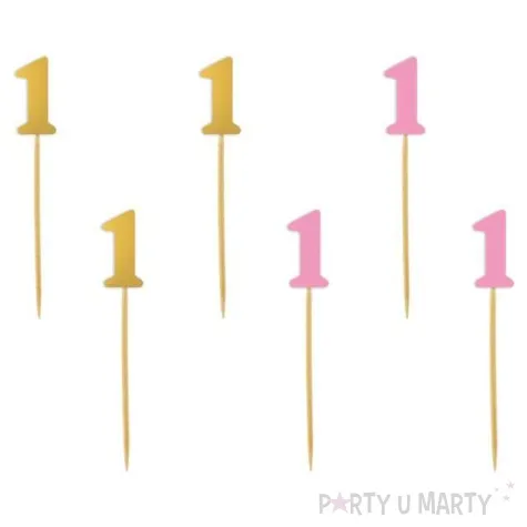 pikery urodziny 1 rozowo zlote 6 szt