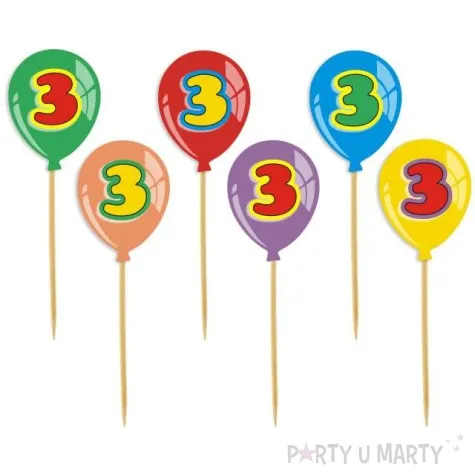 pikery urodziny 3 baloniki 6 szt