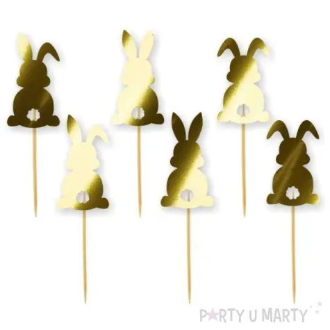 pikery zajaczki zlote metalik 6 szt