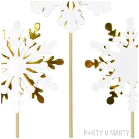 pikery zimowe sniezynki bialo zlote arpex 3 szt