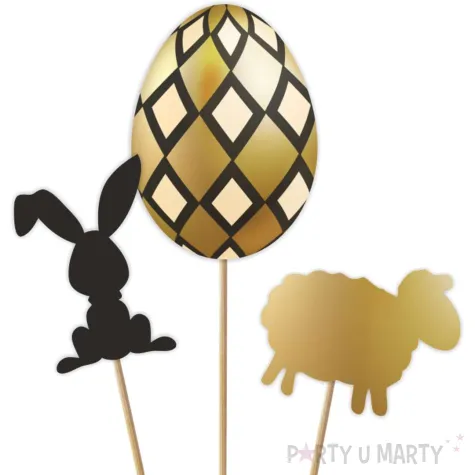 piki ozdobne pisanki glamour zajac i baranek dekoracja na wielkanoc do swieconki 26 cm 3 szt