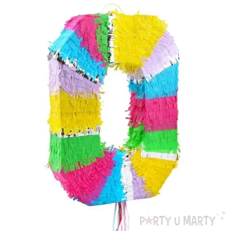 piniata cyfra 0 teczowa pull godan 50 x 35 cm