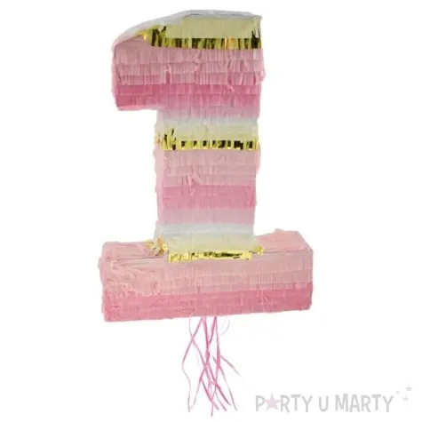 piniata cyfra 1 rozowo zlota godan 50 x 35 cm