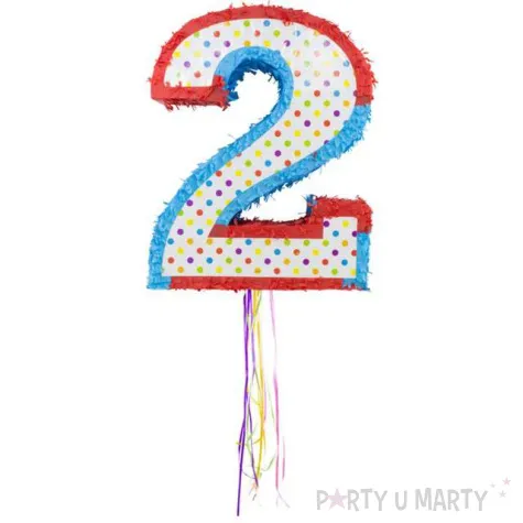 piniata cyfra 2 grochy teczowa folat 49 cm