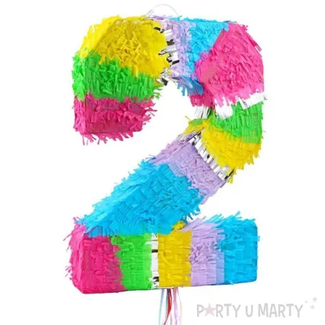 piniata cyfra 2 teczowa pull godan 50 x 35 cm