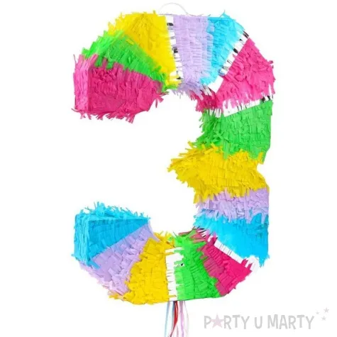 piniata cyfra 3 teczowa pull godan 50 x 35 cm