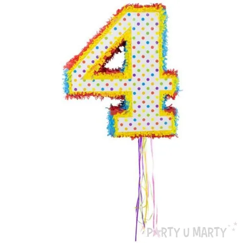 piniata cyfra 4 grochy teczowa folat 49 cm