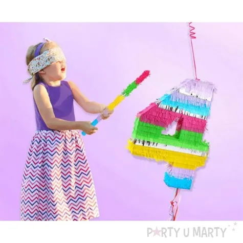 piniata cyfra 4 teczowa pull godan 50 x 35 cm