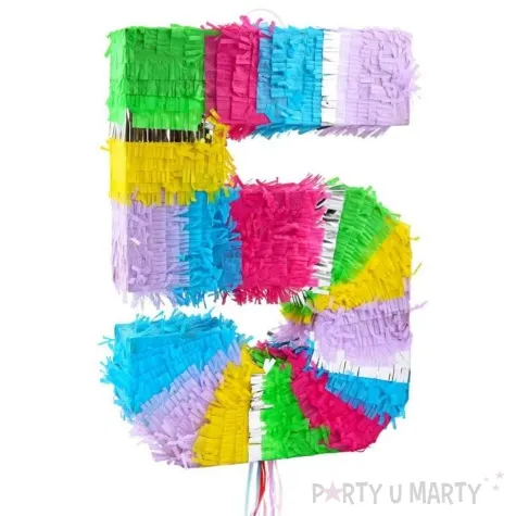 piniata cyfra 5 teczowa pull godan 50 x 35 cm