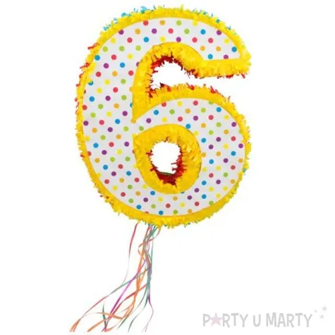 piniata cyfra 6 grochy teczowa folat 49 cm