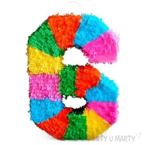 piniata cyfra 6 teczowa godan 50x35x7 5 cm