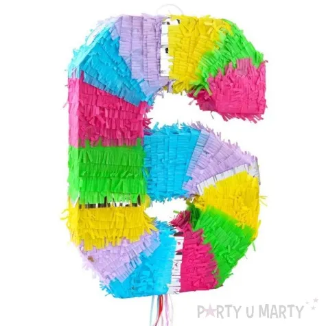 piniata cyfra 6 teczowa pull godan 50 x 35 cm