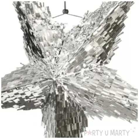 piniata gwiazda skladana srebrny partydeco 68 x 68 x 30 cm