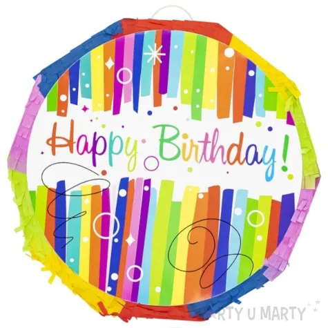 piniata happy birthday teczowe paski asmcan 33 x 31 5 cm