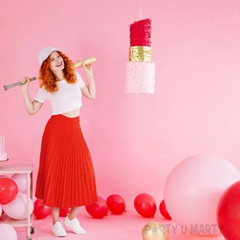 piniata szminka rozowy partydeco 54 x 20 cm