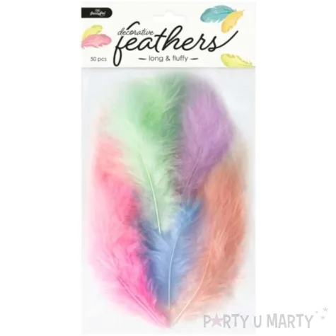 piorka dekoracyjne dlugie kolorowe partypal 10 15 cm 50 szt