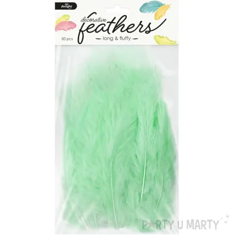 piorka dekoracyjne dlugie seledynowe partypal 10 15 cm 50 szt