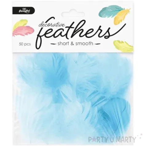 piorka dekoracyjne krotkie blekitne partypal 5 8 cm 50 szt