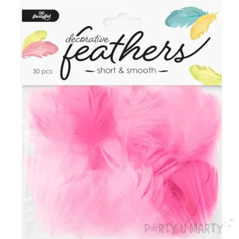 piorka dekoracyjne krotkie rozowe partypal 5 8 cm 50 szt