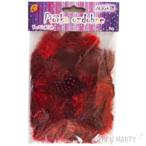 piorka dekoracyjne nakrapiane czerwone aliga 3g