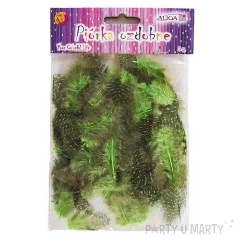 piorka dekoracyjne nakrapiane zielone aliga 3g