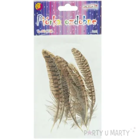 piorka dekoracyjne panterka szaro brazowe aliga 10 15 cm 8 szt