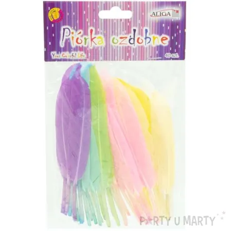piorka dekoracyjne pastelowe mix aliga 15 cm 40 szt