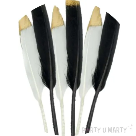 piorka dekoracyjne pozlacane czarno biale aliga 16 5 cm 6 szt