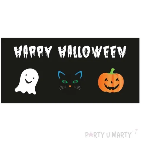 plakat duch kot dynia happy halloween congee 70x30 cm