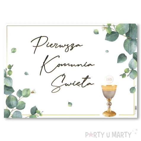 plakat komunia ihs eukaliptus z hostia 68x48 cm