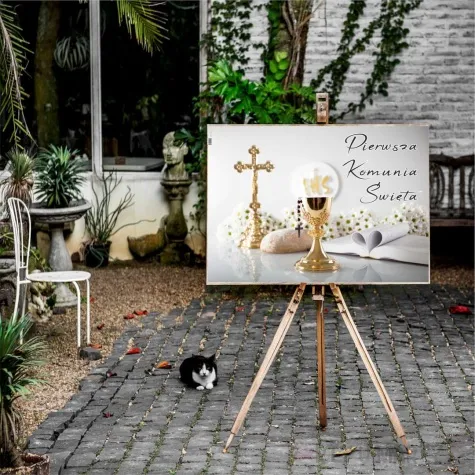 plakat komunia ihs kielich z biblia 68x48 cm
