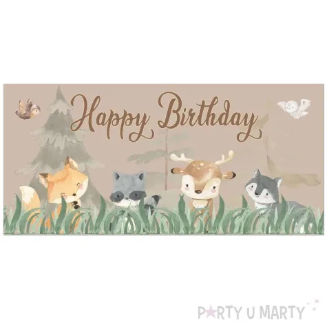 plakat lesne zwierzatka happy birthday congee 70x33 cm