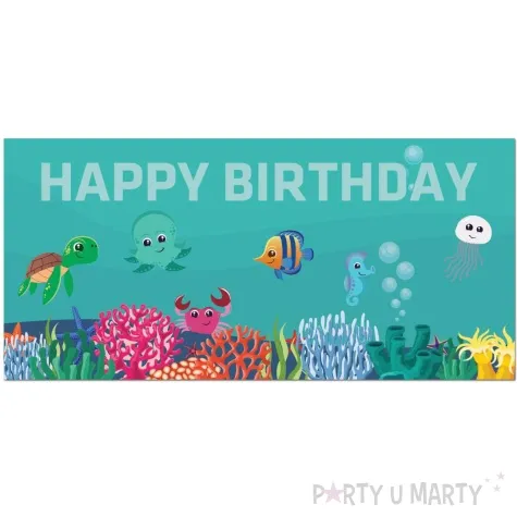 plakat podwodny swiat happy birthday 70x33 cm