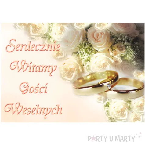 plakat serdecznie witamy gosci weselnych 58x40 cm partydeco